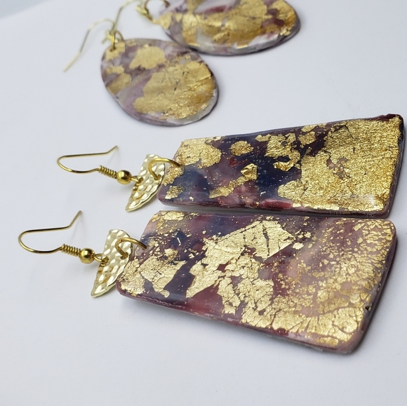 Resin dipped earrings - Picture 3 of 5